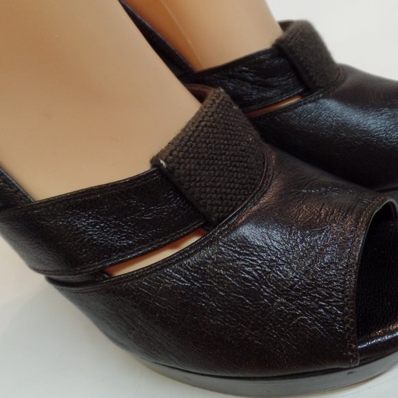 Chloe Brown Open Toe Platform Heels Sz 40 - Picture 6 of 16